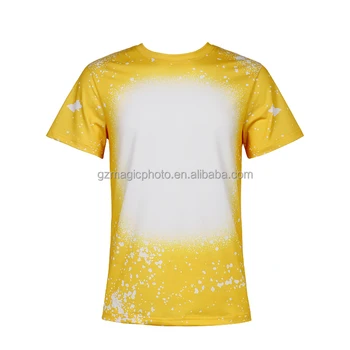 2021 New Arrival Sublimation Faux Bleach T-shirt Polyester Short Sleeve T Shirt for Custom Print