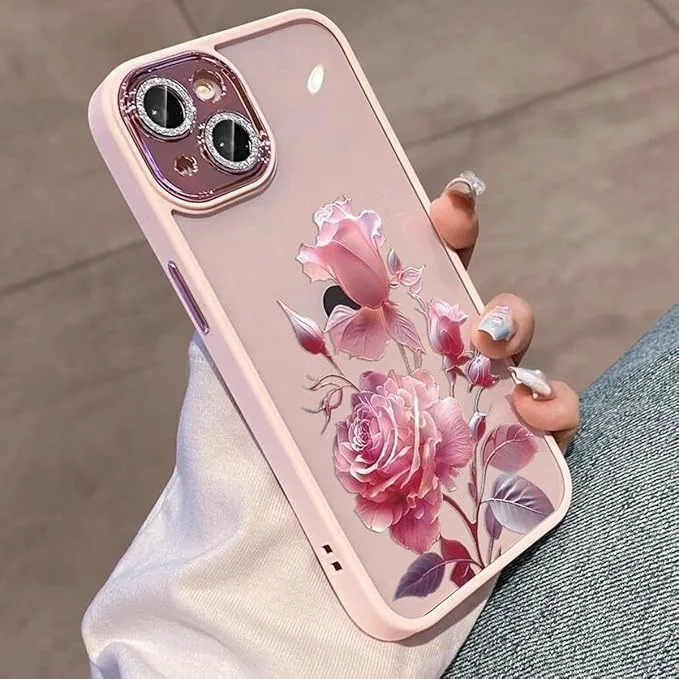 Étui en cuir PU anti-choc avec design esthétique de fleurs et vagues bouclées Laudtec pour iPhone 16 pro max motif cartoon  