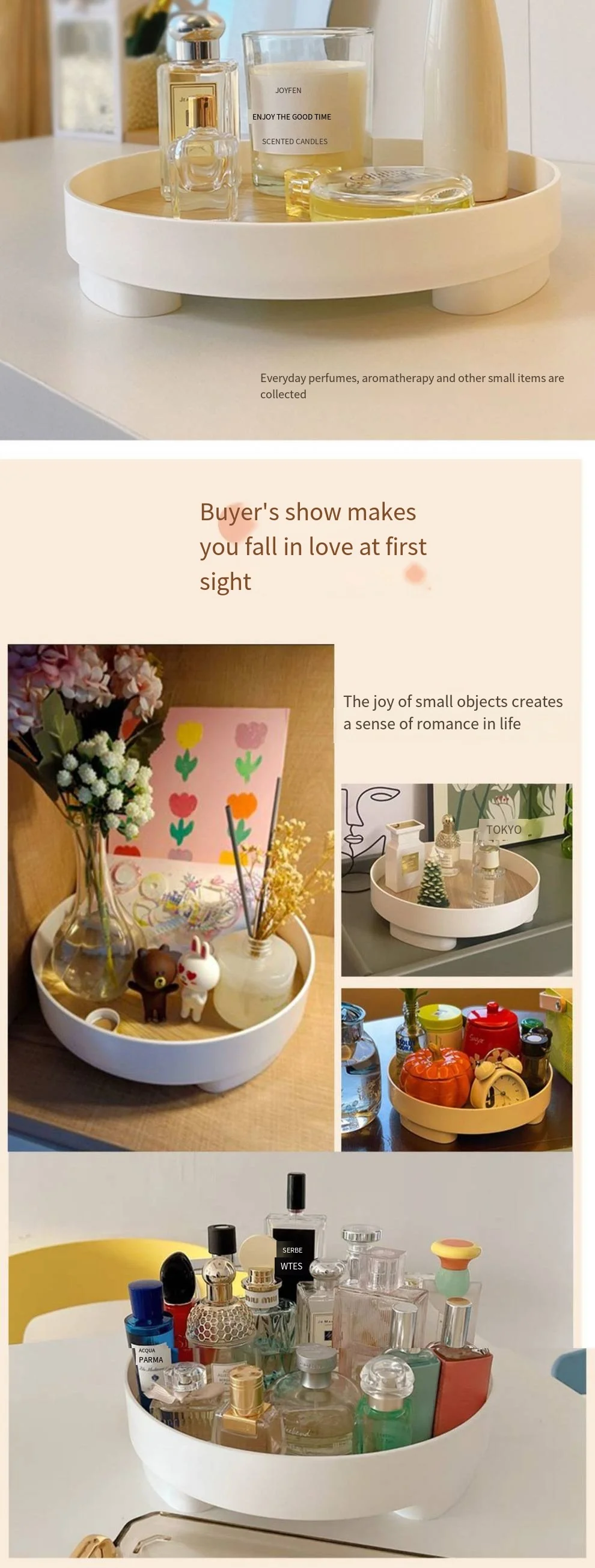 Rotating tray desktop clutter storage box wind Aromatherapy dressing table Cosmetics storage box porch key storage tray supplier