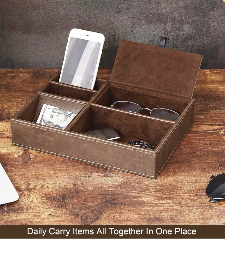 Custom Leather Mens Valet Tray Lightweight Vanity Tray Small Leather ...