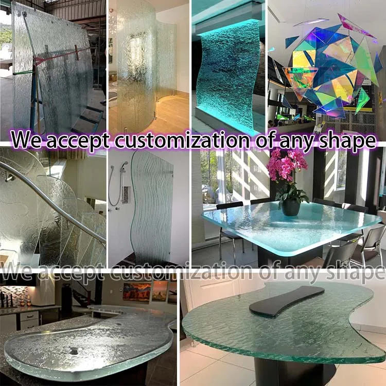 Hot Bending Glass Partition Wall Textured Kiln Cast Glass 3-19mm Decorative Tempered Hot Melt Glass Panel for Room Divider
