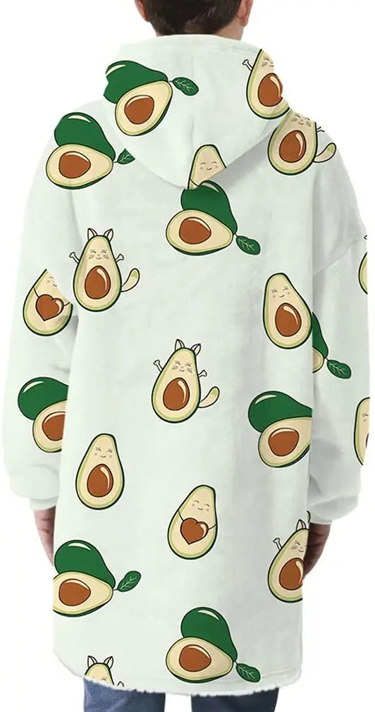 Hot Sell Oversized Wearable Blanket Sweatshirt Avocado  Plush Fleece Hoodie Blankets