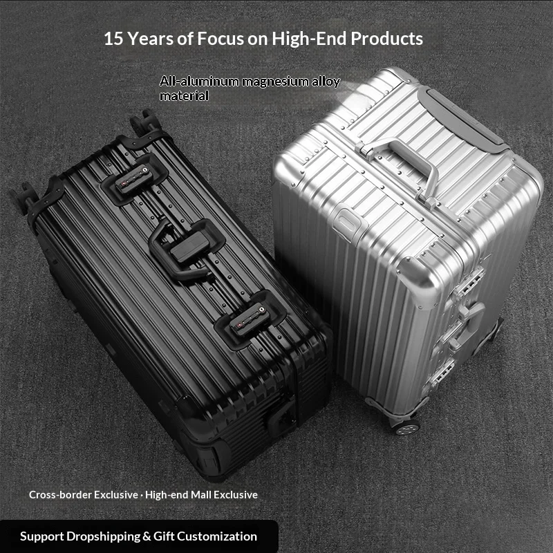 All-Aluminum Sports Thickened Large-Capacity Spinner Luggage TSA Password Lock Waterproof Anti-Theft Aluminum-Magnesium Alloy