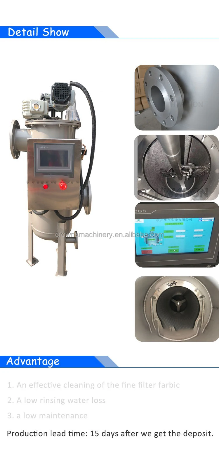Brush Automatic Self Cleaning Filter Full Automatic Water Strainers Filters