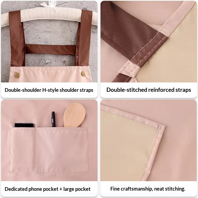 New Style Adult Kitchen Apron Waterproof Oil-proof Workwear Dining Service Korean-style Thin Apron Women Men Customizable preview 3