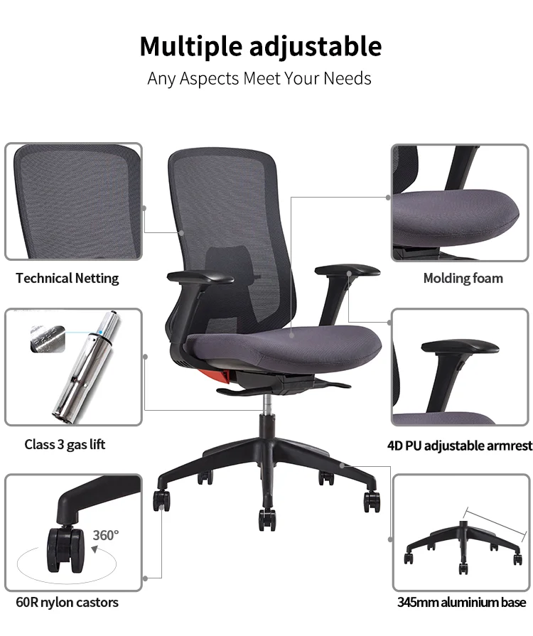 Office Chair Revolving Middle Back Mesh factory