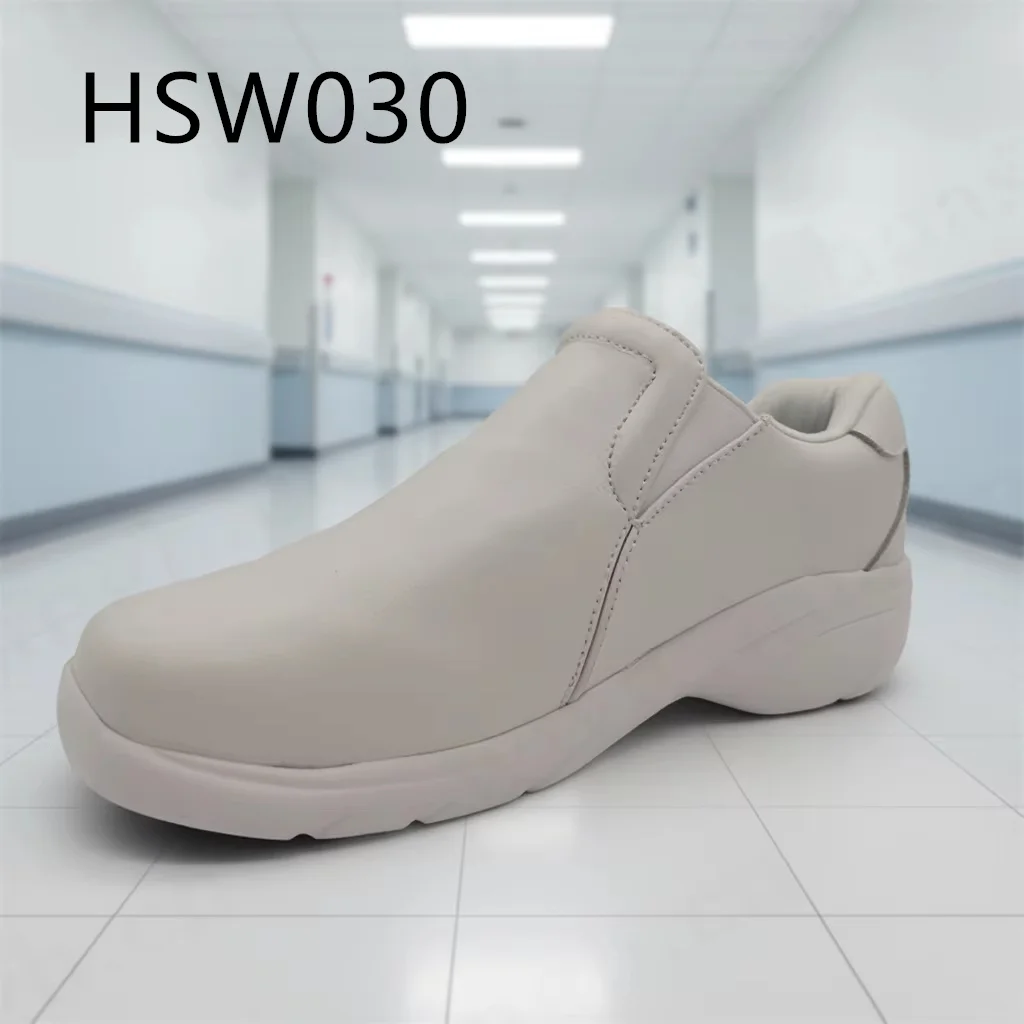 ZYF,Baking School Fast On/off Full Grain Leather White/black Safety Shoes Impact Guard EVA+rubber Sole Work Clogs HSW030