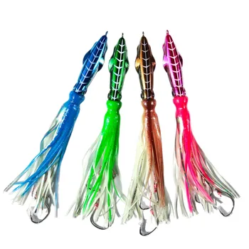 New Design Multi-Color Skirt Spider Hook 120g Lead Midwater Artificial Hard Bait Deep Sea Fishing Lure for Bass Marlin Target – Trolling Lure – view 3