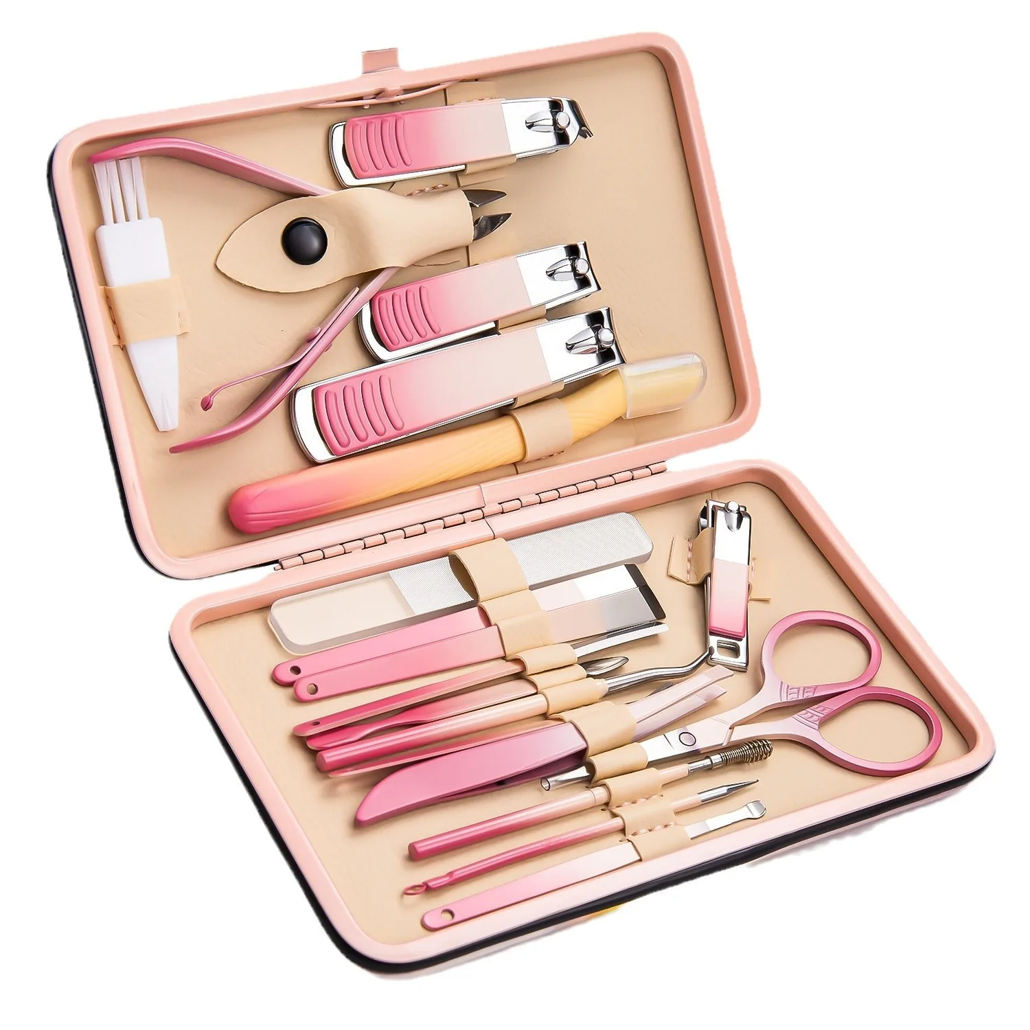 Wholesale Professional Custom Logo Beauty Tool 7/10/13/19 Pcs pink Manicure Set