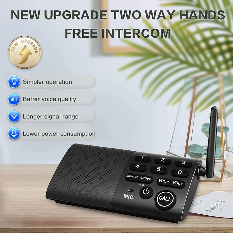 Hosmart Factory Price Two Way Full Duplex Intercom Wireless Audio Intercom System for Home Office