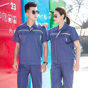 High Visibility  Reflective Work Clothes Short Sleeve Wear-Resistant Workwear Unisex Worker Uniform Labor Protection Clothing