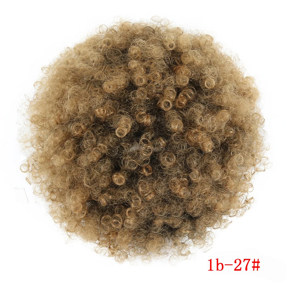 SC009 дешевая короткая афро кудрявая накидка на шнурке шиньон с расчески Синтетический хвост удлинитель волос для женщин