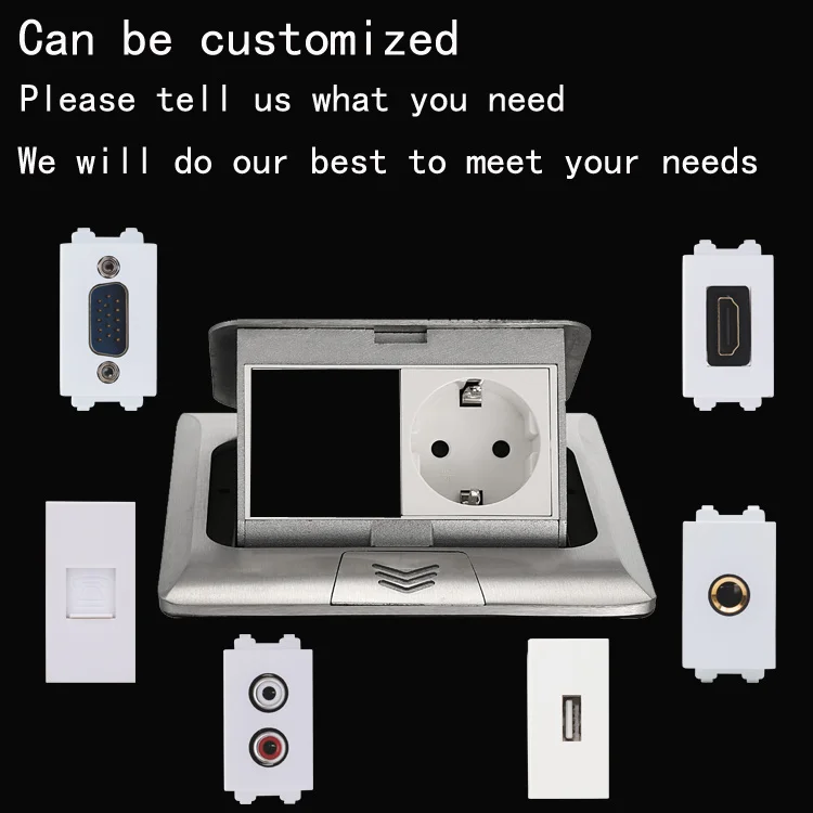 Customized multi-function multimedia socket EU Electrical Outlet Socket  Pop up the audio and video socket