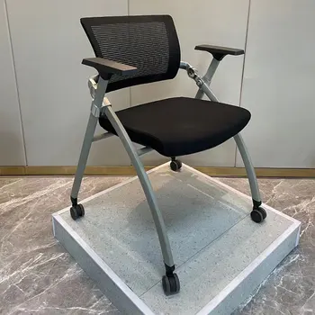 Office Meeting Room Folding Conference Chair Foldable Training Mesh Chair With Writing Board