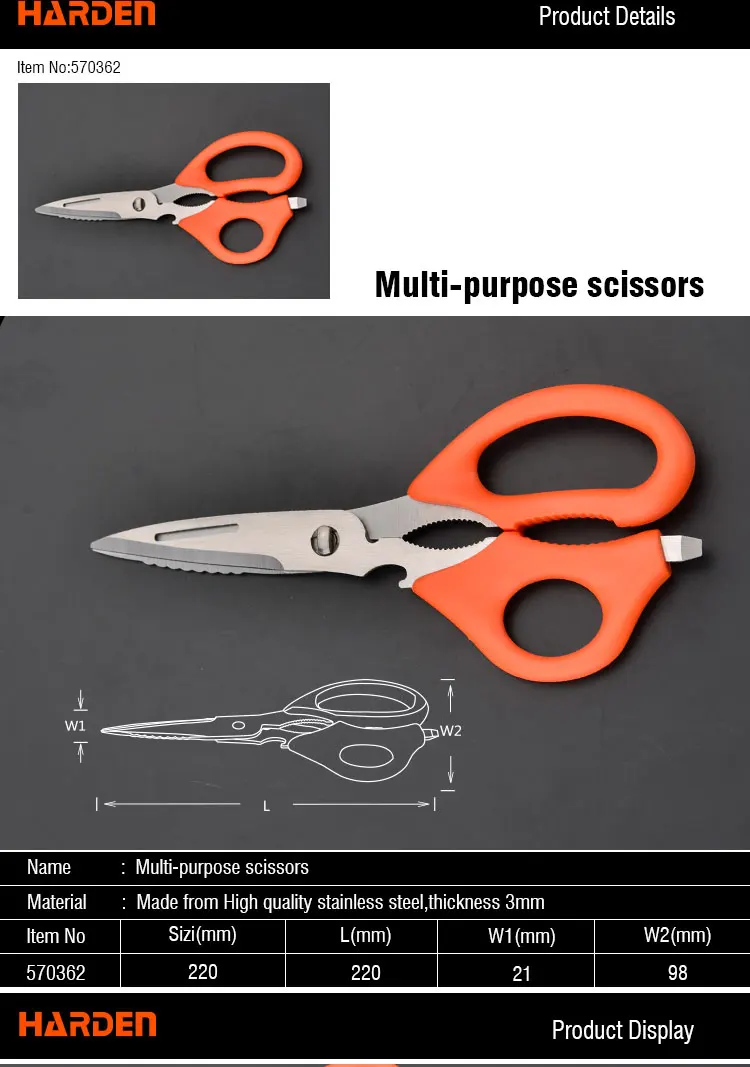 Multi-Purpose Household Professional Stainless Steel Office Cutting Scissor With Plastic Handle
