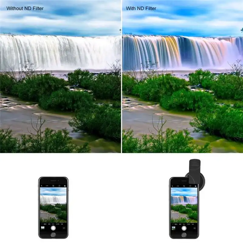Комплект фильтров для объектива камеры мобильного телефона Neewer 37 мм с зажимом ND 2-400: Регулируемый Фильтр нейтральной плотности с зажимом для телефона для смартфона
