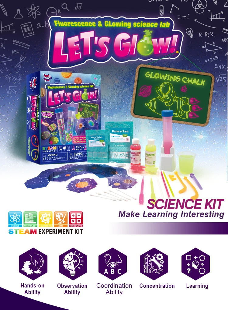 Stem Experiment Kit Chemistry To Diy Glow Sticks Magic New Glowinthe