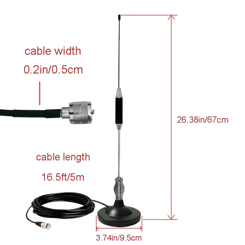 CB Antenna 28 Inch for CB Radio 27 Mhz Portable Indoor/Outdoor Antenna Full Kit with Heavy Duty Magnet Mount Mobile/Car Radio Antenna Compatible with President Midland Cobra Uniden Anytone 