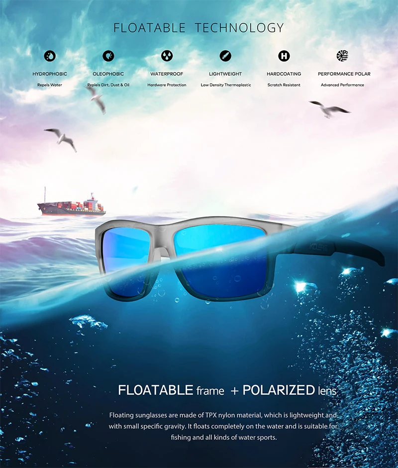 KDEAM 2021 New Arrival TPX Floating Polarized Men Sunglasses  Fashion Women Sun Glasses KD7077