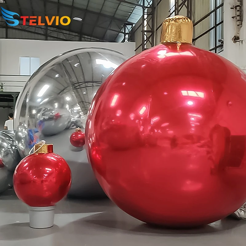 Outdoor Shiny Pvc Mirror Balloon Giant Christmas Balls Inflatable