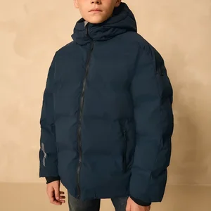 OEM Custom Logo Waterproof Oversized Two-way Zipper Thick Bubble Hooded Puffer Jacket for Kids