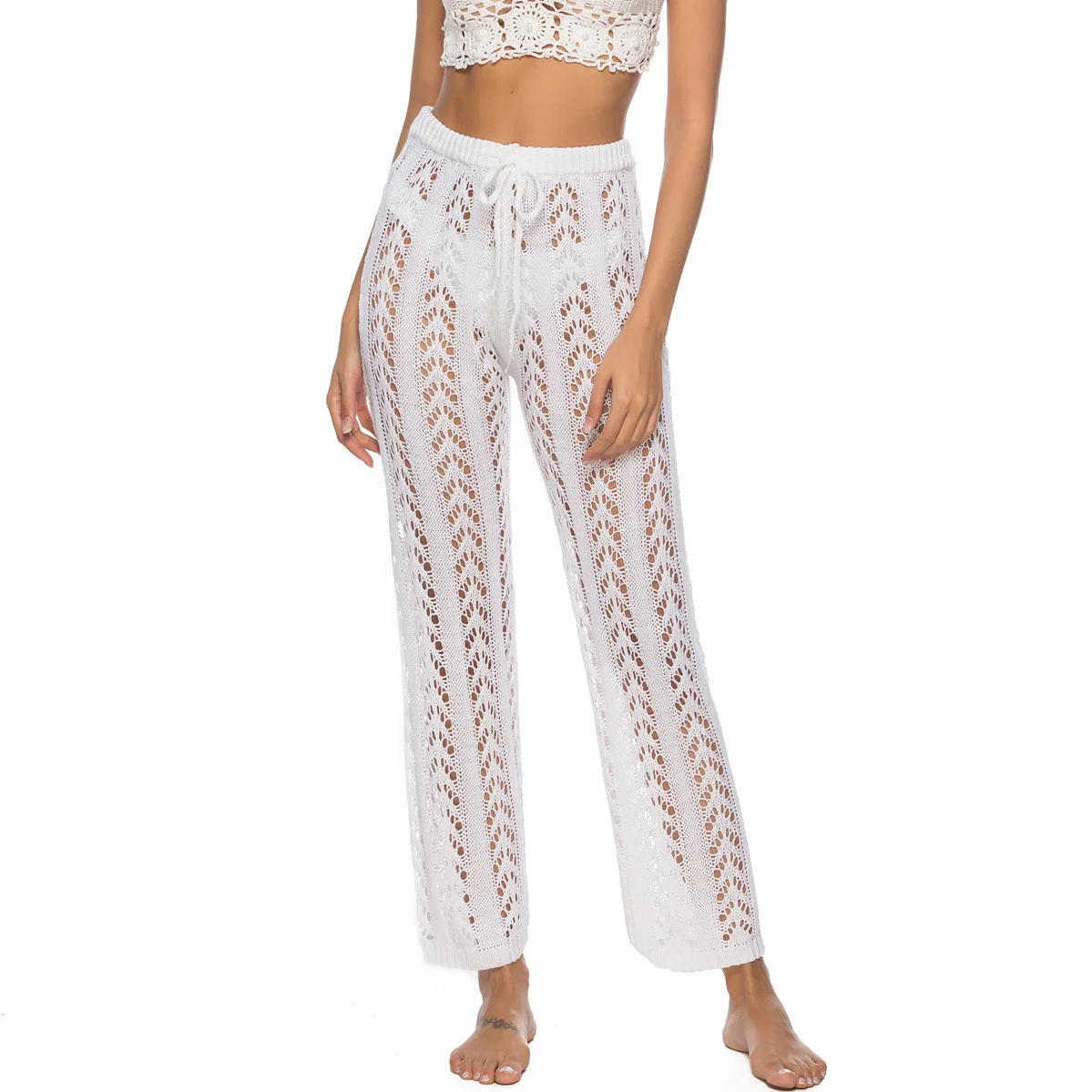 Women Crochet Lace Swim Pants Knitted 