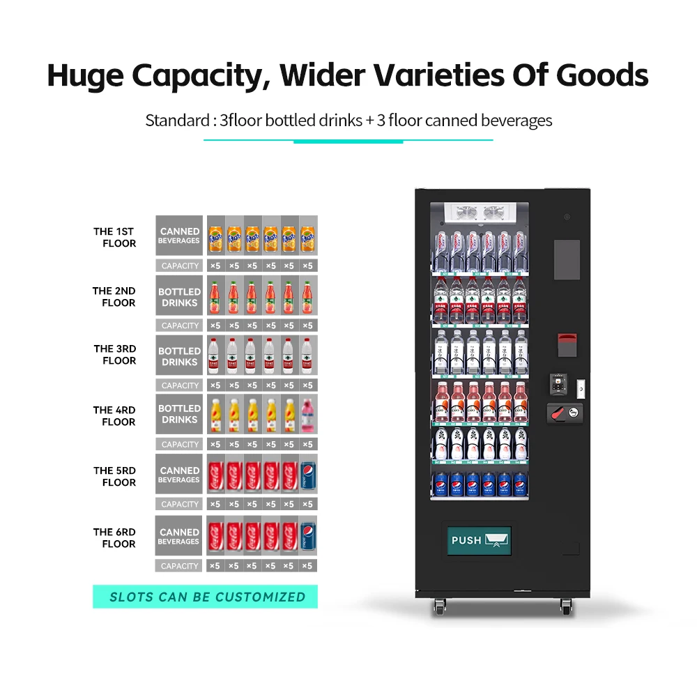 Small Capacity Vending Machine Smart Combo Cold Can Beer Bottled Drinks Beverage Vending Machines with Visa/Cash/Coin Payment