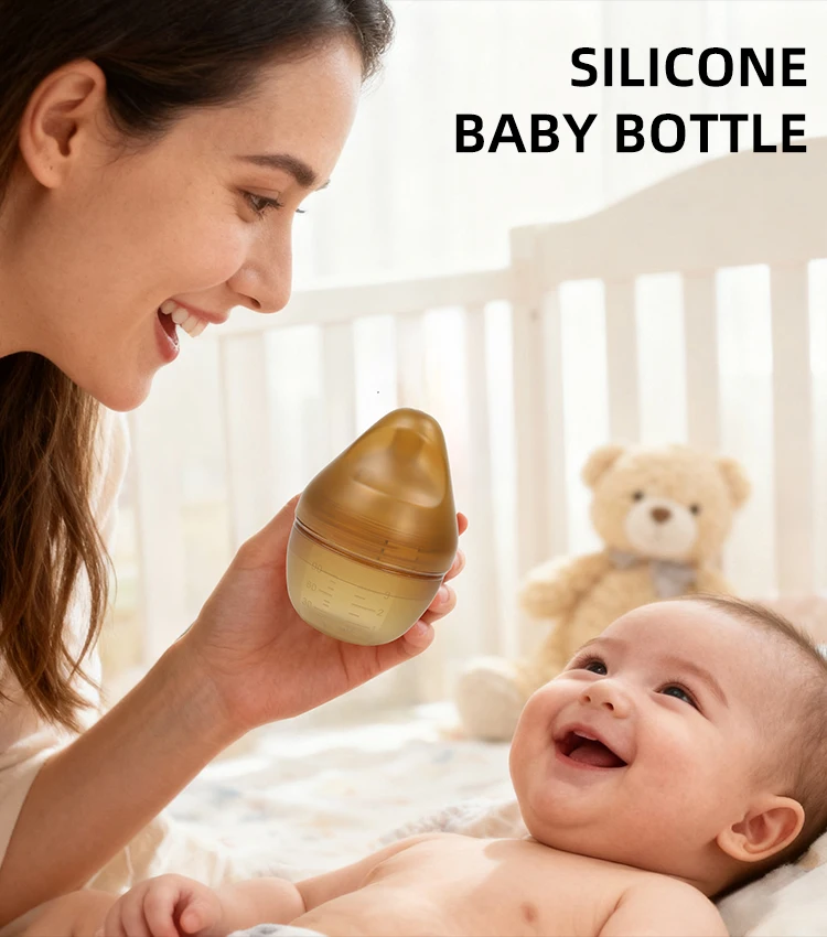 90ml BPA Free Newborn Baby Bottle 0-12 Months Solid Silicone PP Wide Mouth Nipple Feeding Design Imitates Breast Milk Bottle supplier