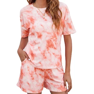 Trendy Women's Tie-Dye Lounge-wear Set - Ribbed Knit Fabric, Factory Custom Wholesale