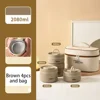 Light brown-Microwave 4-tier rice box