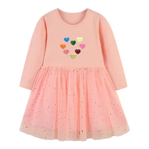 Autumn Wear Long Sleeve Good Quality Girls Tulle Dress Custom Cartoon Princess Kids Dresses
