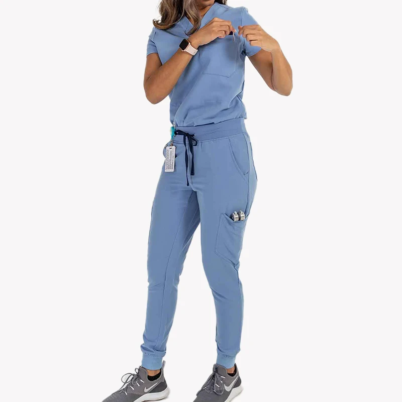 Yuhong Garments Ceil Blue Scrub Uniformes Conjuntos De Enfermeira 