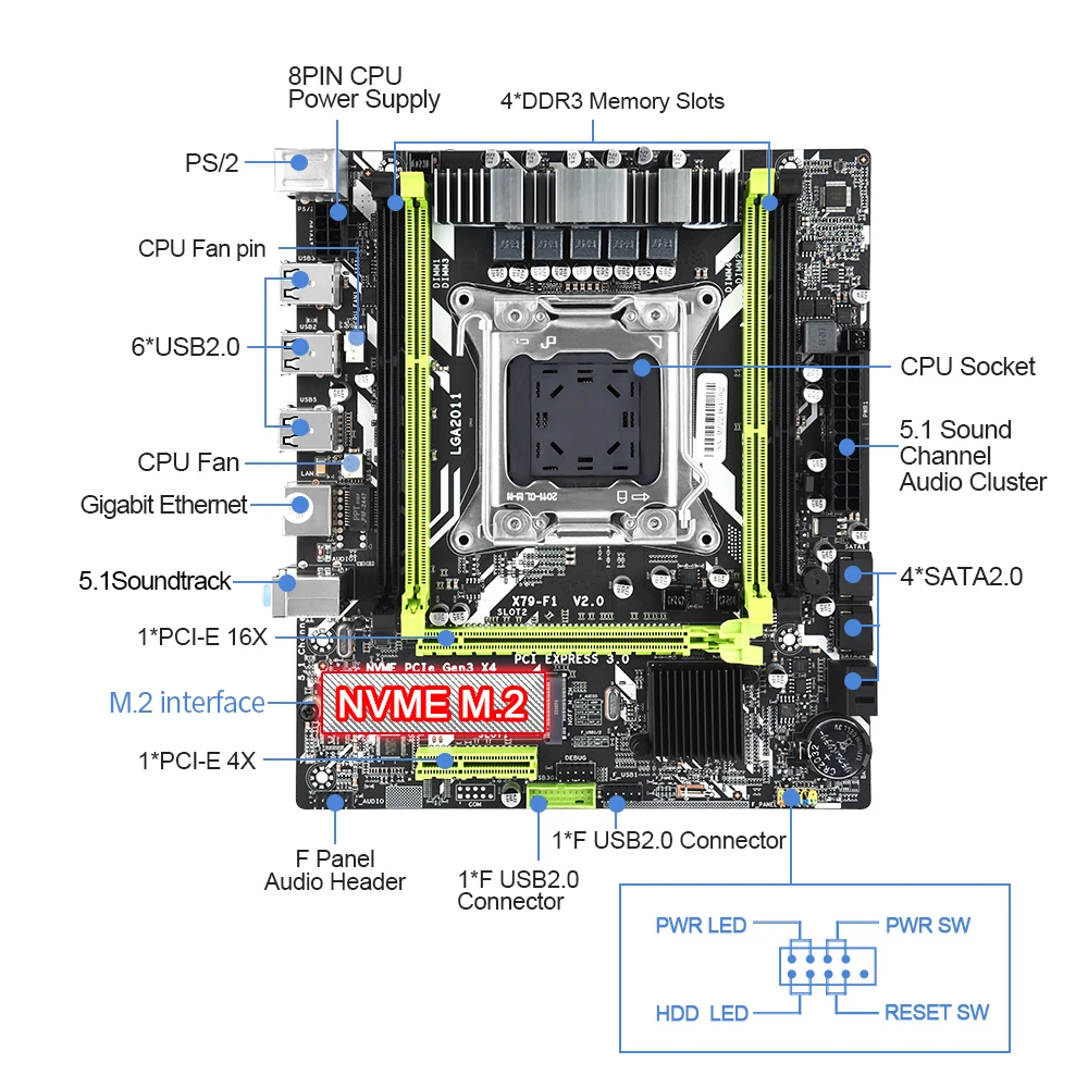 X79f1 X Chipset LGA 2011socket X Gaming Motherboard