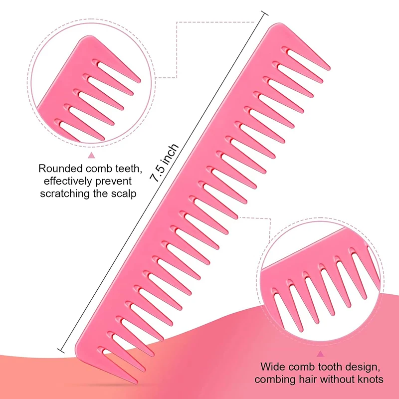 4Pcs Hair Brush and Comb Set Plastic Edge Brush Teasing Hair Brush Rat Tail Comb and Wide Tooth Comb for Men and Women