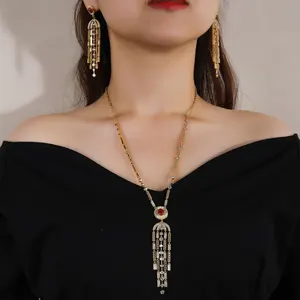 Bridetalk Stylish Gold-Plated Two-Piece Set Elegant Necklace Earrings Fashionable Jewelry for Women's Daily Wear Wedding/Party