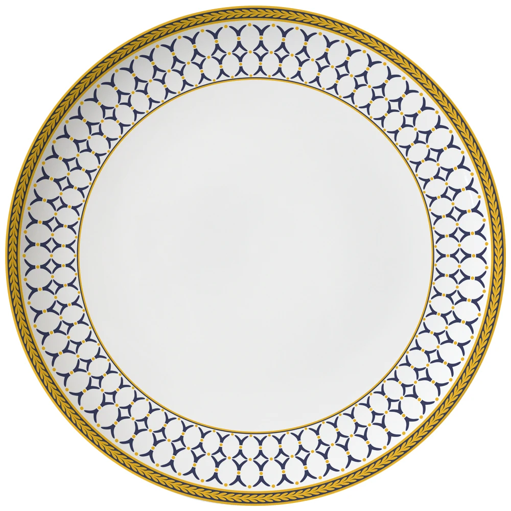 New Design Gold Rim Main Course Ceramic Dishes Royal Fine Bone China Dining Plates Wholesale