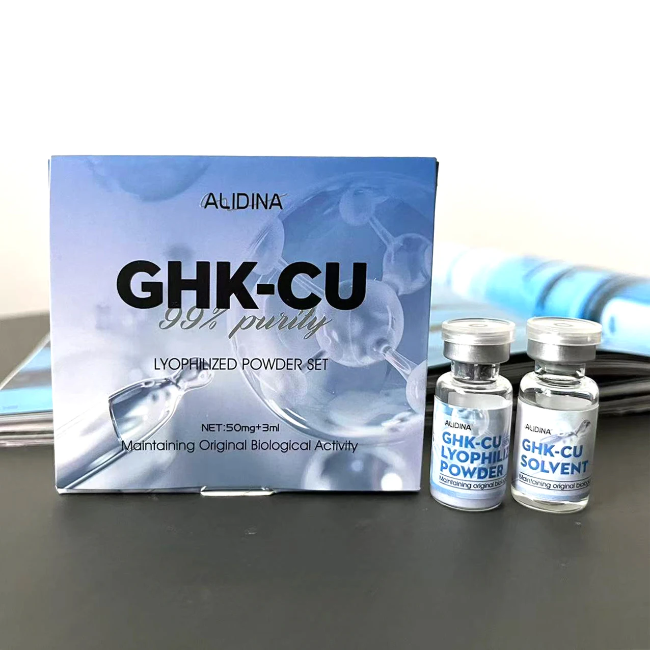 High Purity Fast Delivery Cosmetic Grade Age-aging Ghk Cu Powder Serum Blue Copper Ghk-cu Peptides for Skin Care d