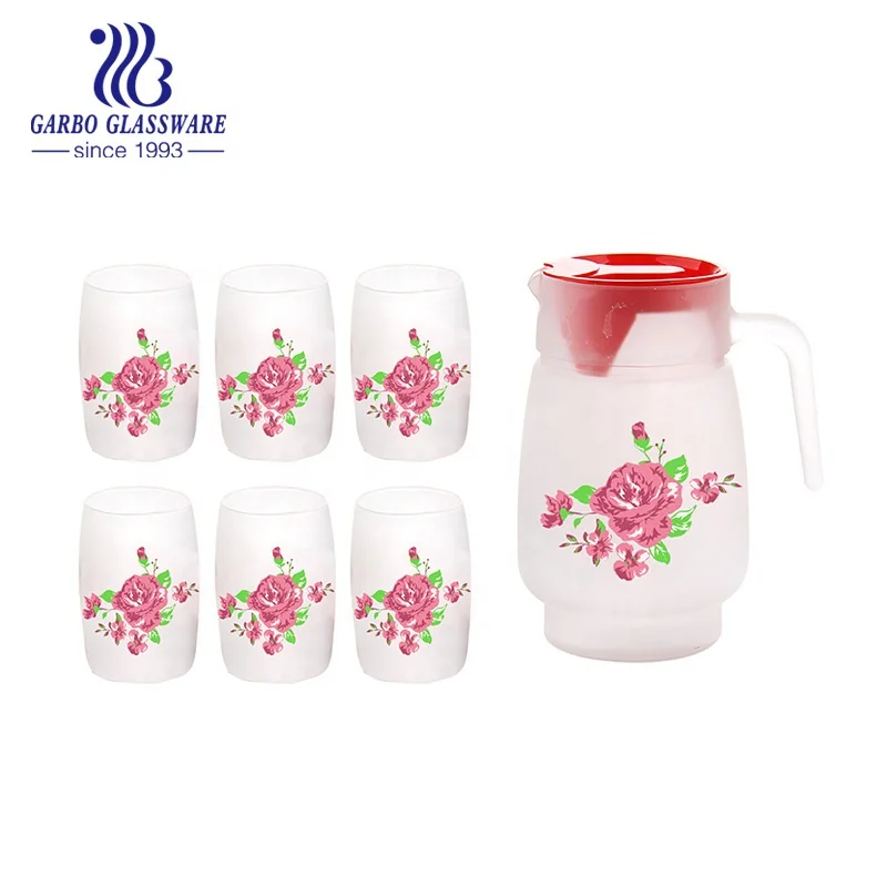 Best Unbreakable Drinking glassware Set Dinner  Glasses Cup Glass Pitcher 7pcs Set for Water Lemon Set Drinking Glass Tumbler
