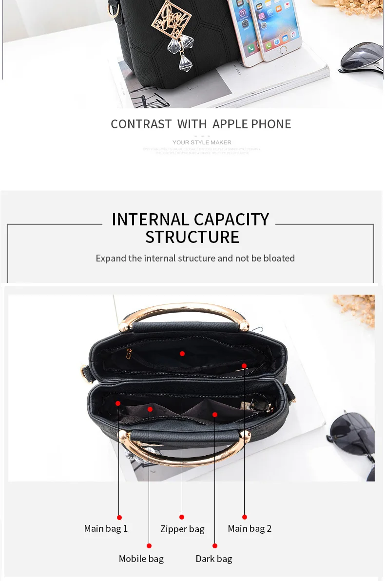 Handbags For Women Pu Leather Top-handle Bag Tote Satchel Handbag ...