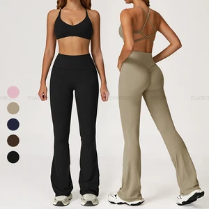 New Soft Sport Wear Women Sports Bra Flare Leggings Set High Quality Gym Fitness Yoga Wear Custmise logo Women's Sports Sets