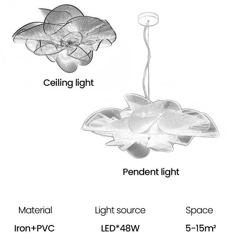 Nordic Creative LED Pendant Light Italian Designer White Flower Pendant Lamp for Living Room Bedroom