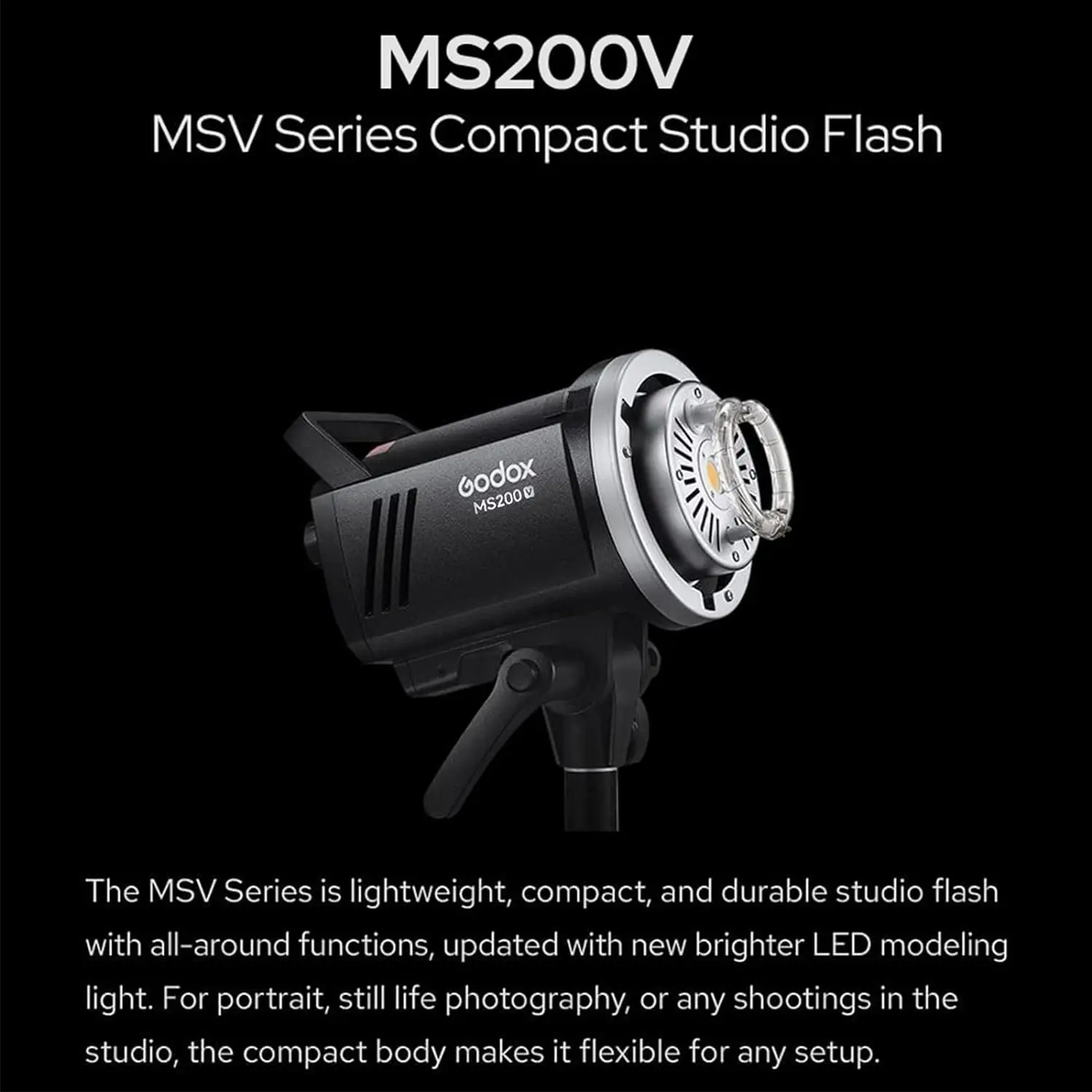 Godox MS200V LED Studio Flash 200W, 5600K, Bowens Mount