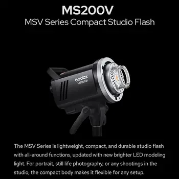 Godox-MS200V MS200-V LED Studio Flash 200W LED Light 2.4G GN53 5600K CCT with LED Modeling Lamp Bowens Mount Power Stability detail image