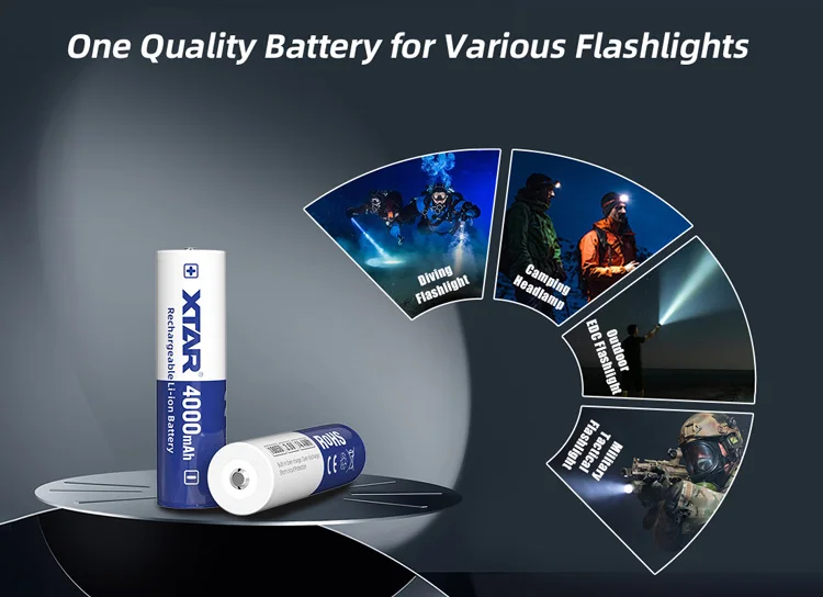 XTAR 18650 4000mah Battery - High Capacity for Flashlights