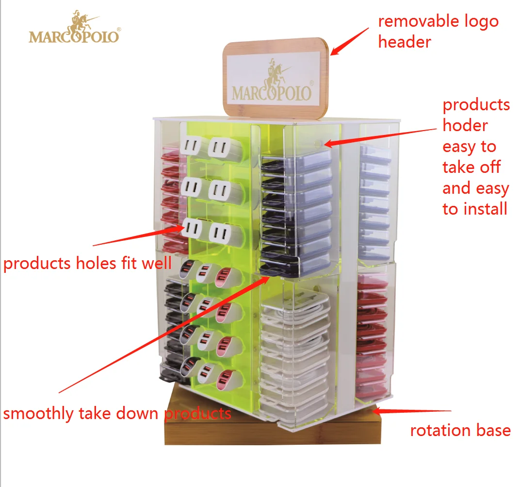 360 Rotating Acrylic Led Light Acrylic Mobile Phone Accessories Display