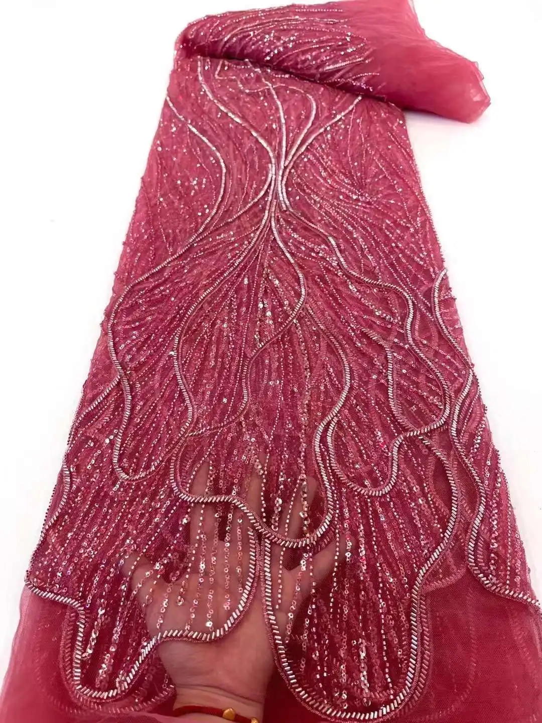 Свадебное платье с гипюровым шнурком швейцарская африканская нигерийская Свадебная кружевная ткань бисером и блестками для