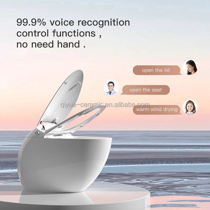 New Style Voice Control Automatic Flushing Electronic Intelligent Wc Egg Shape Bathroom Round Smart Toilet