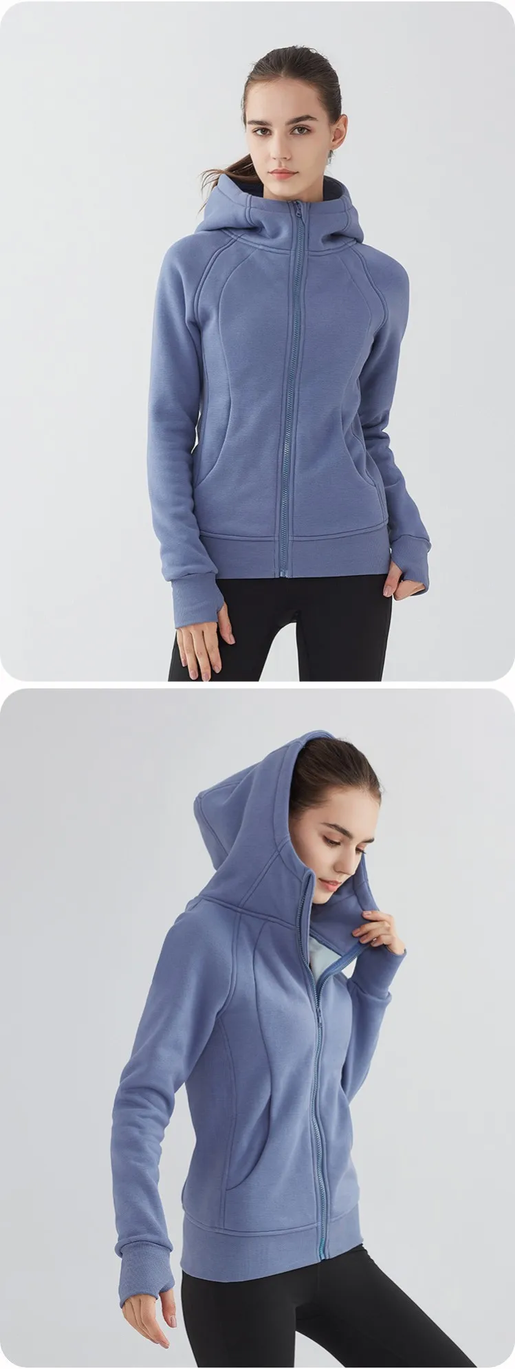 Lululemon Winter Yoga Wear Fitness Thick Sports Workout Clothes Cotton Fleece Zipper Gym Jacket Hoodies For Women