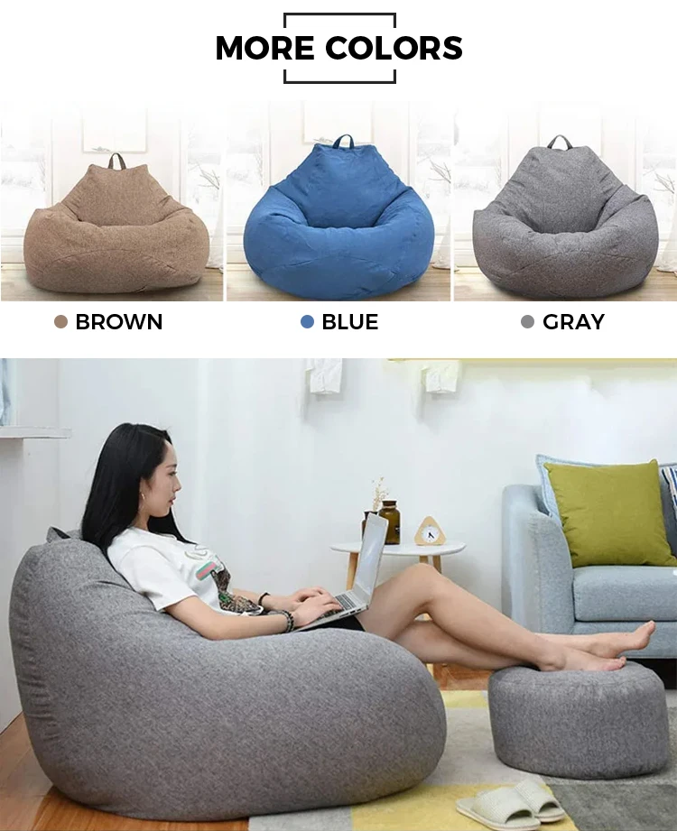 2Pcs/Set Large Bean Bag Combination Sofas Cover Chairs No Lining Bag No Filling Indoor Lazy Lounger Adults Kids Simple Design
