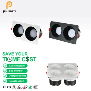 Recessed LED Downlight Square Aluminum Full-Spectrum High CRI97 60 Beam Angle Modern Anti Glare Downlight of Indoor Installation